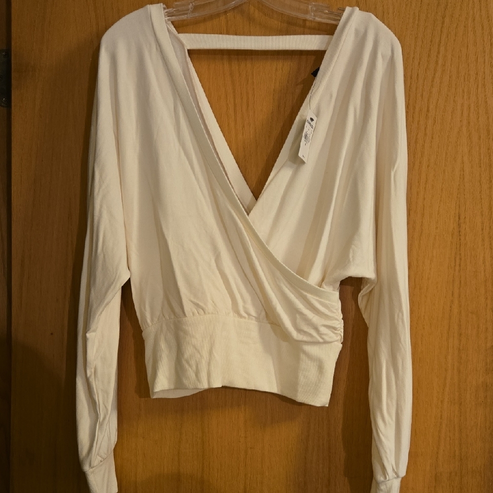 Express Cream V-Neck Wrap Top NWT